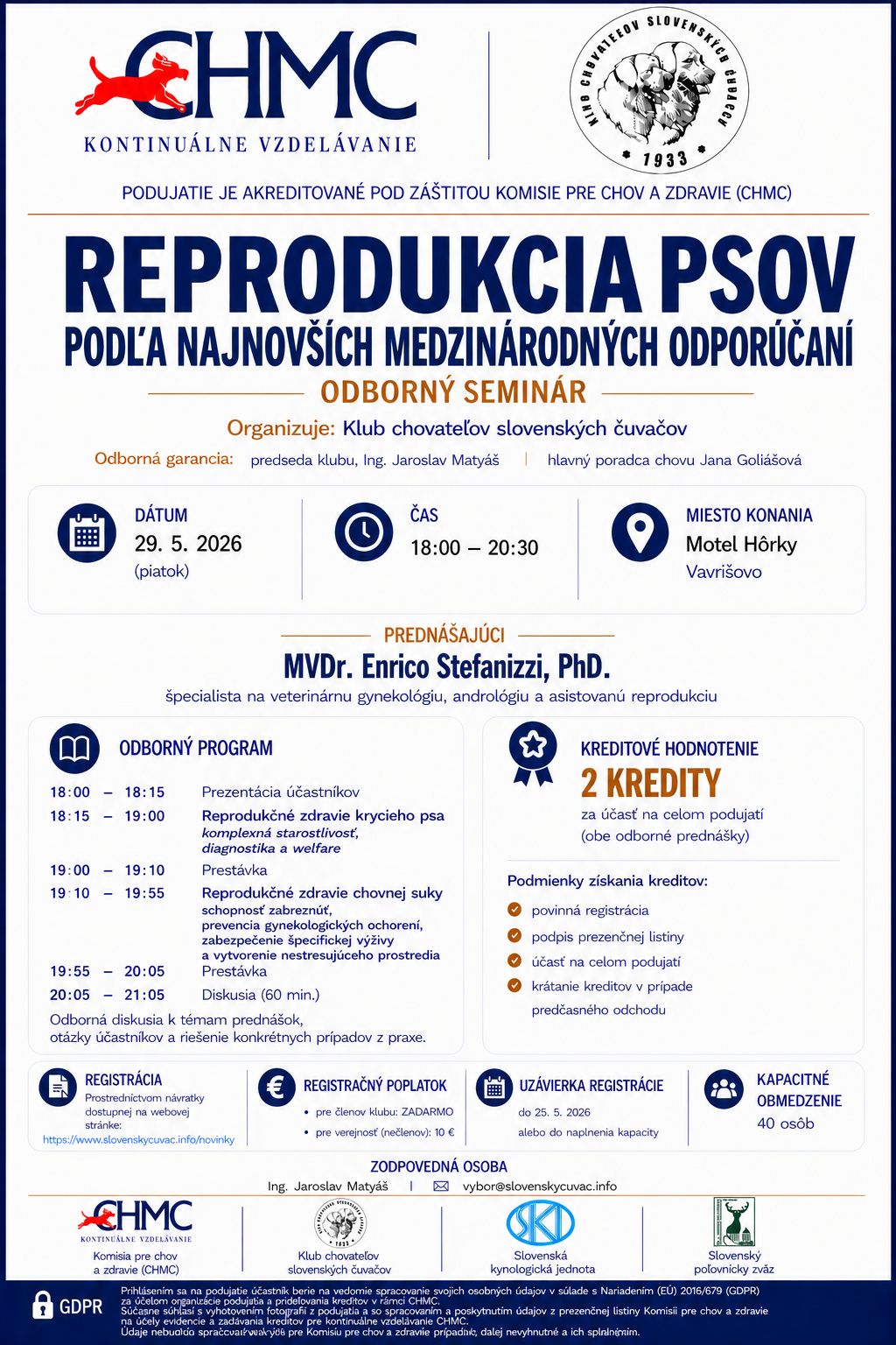 pozvanka na seminar reprodukcia psov